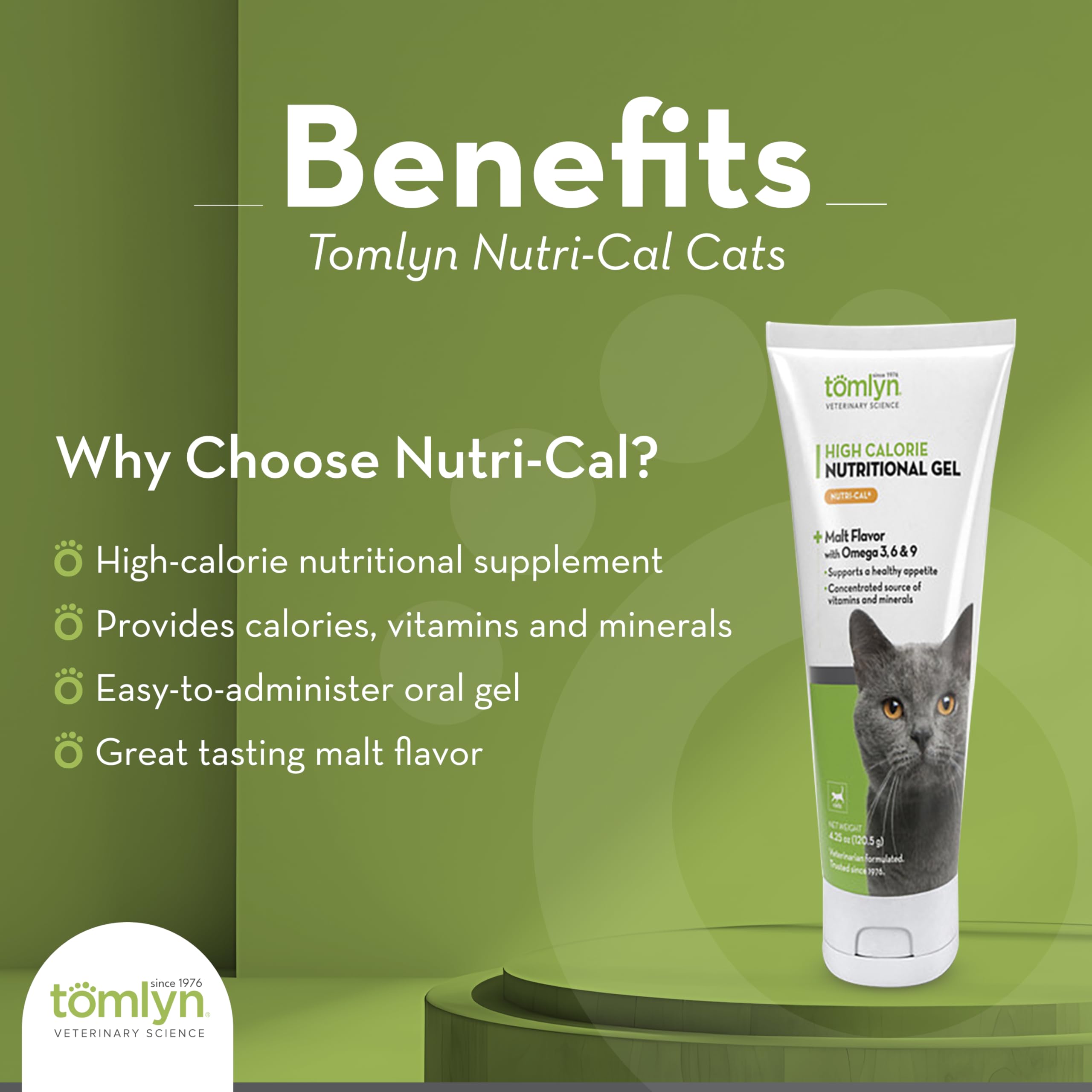 Tomlyn Nutri-Cal gel-chat-doser : administration précise et rapide pour stimuler l'appétit.