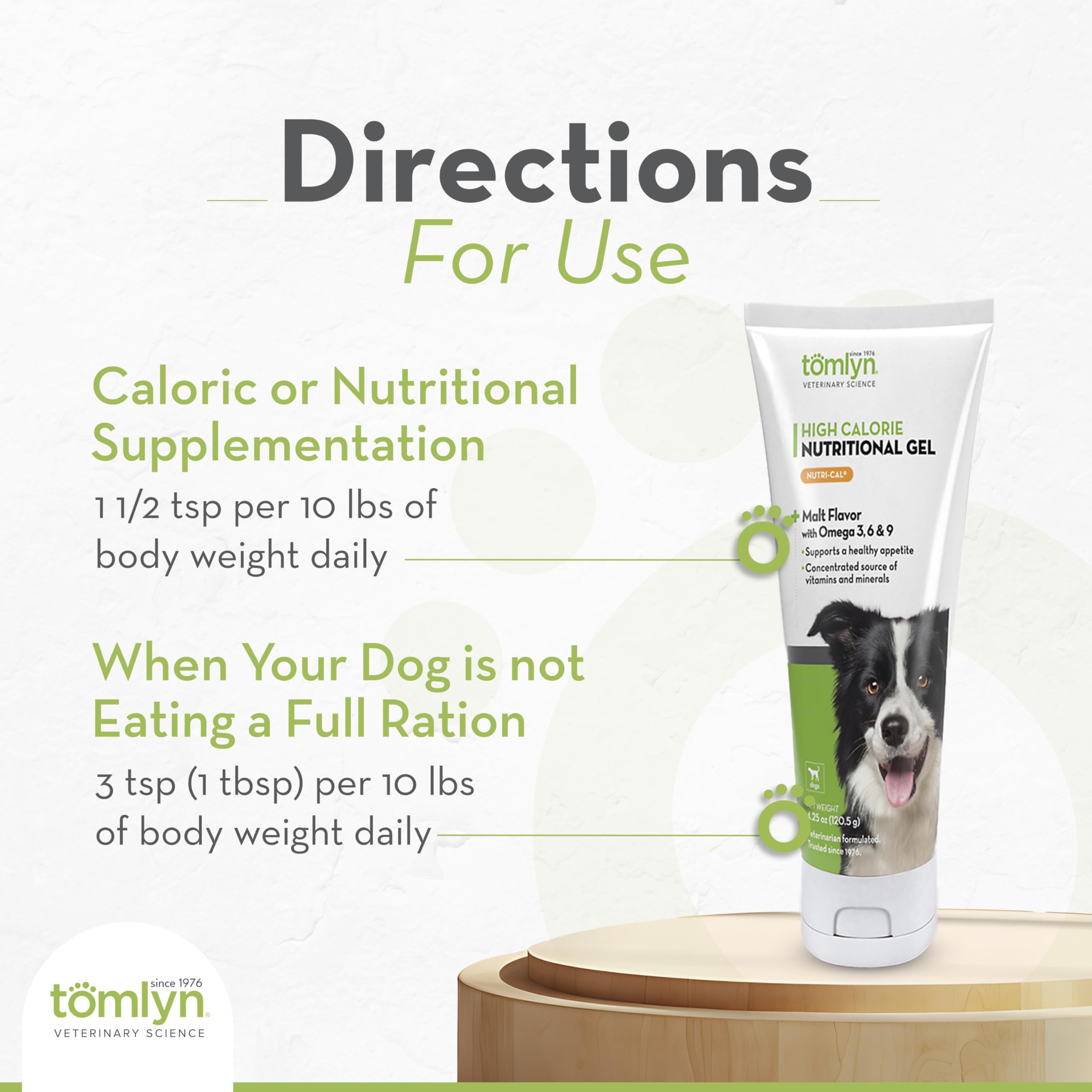 Tomlyn Nutri-Cal gel oméga-3-6, soutien potentiel pour peau et énergie.