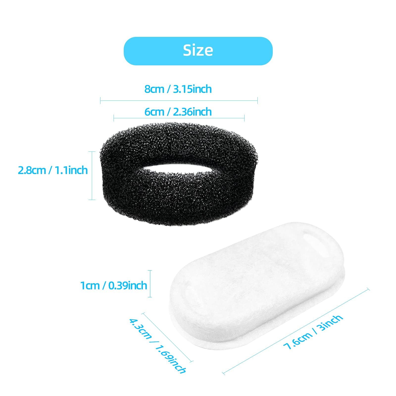 Tomxcute filtre fontaine chat remplacement 16 pièces, pratique et durable