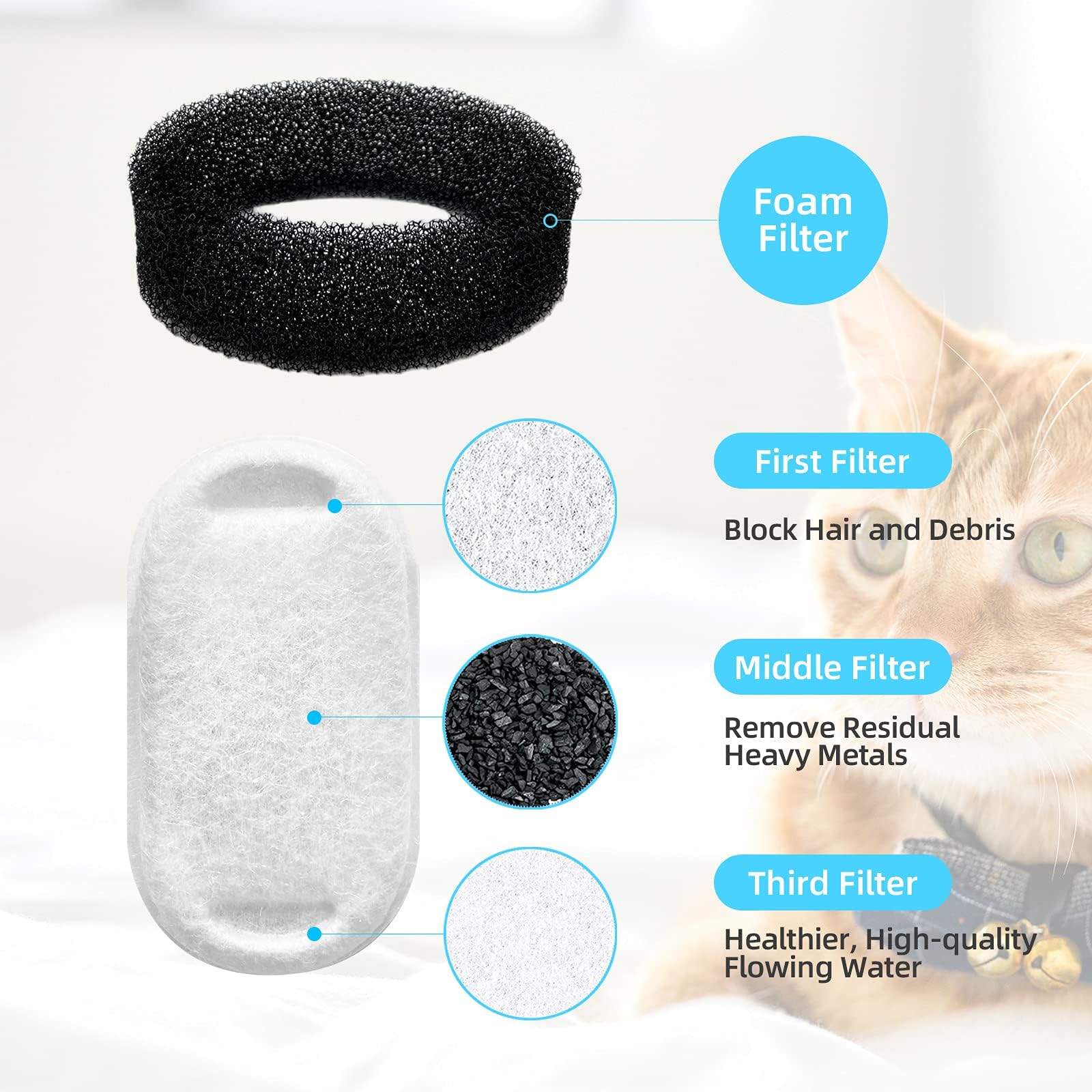 Tomxcute filtre fontaine chat entretien rapide