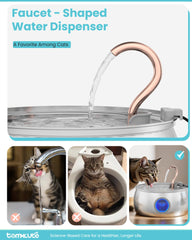 Tomxcute fontaine-chat, capacite-4-0l, niveau d'eau visible pour une surveillance simple.
