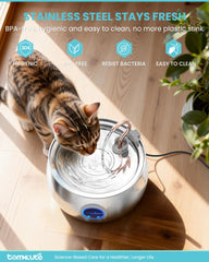 Tomxcute fontaine-chat, pompe-ultra-silencieuse, garantit un intérieur calme pendant l'hydratation.