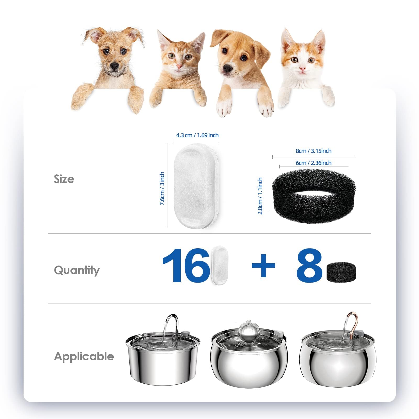 Le pack Tomxcute 16+8 filtres assure des remplacements réguliers sur huit mois.