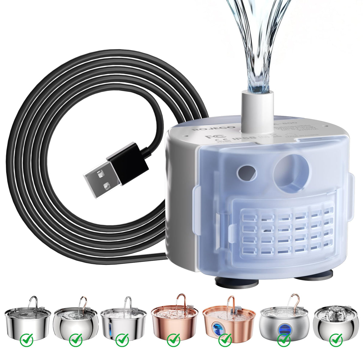 Tomxcute pompe remplacement fontaine chat, nettoyage sans outils et réduction des bouchons.