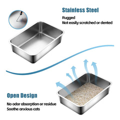 Litière Tondid en inox, nettoyage facile et sans résidu.