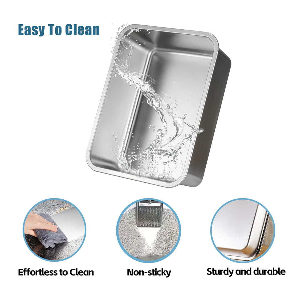 Litière Tondid inox, surface antiadhesive pour nettoyage rapide.