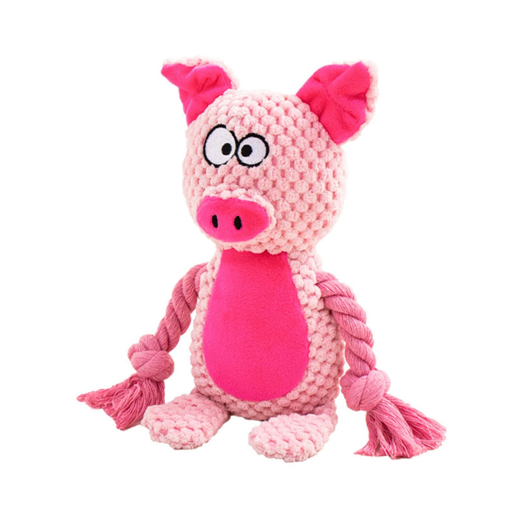 Jouet TONYFY pour chien rose avec sifflet intégré, stimulation auditive et amusement.