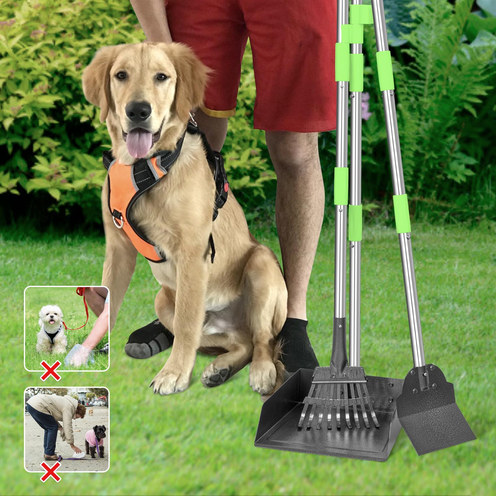 TOOGE Pooper Scooper utilisation polyvalente pour déjections et feuilles.