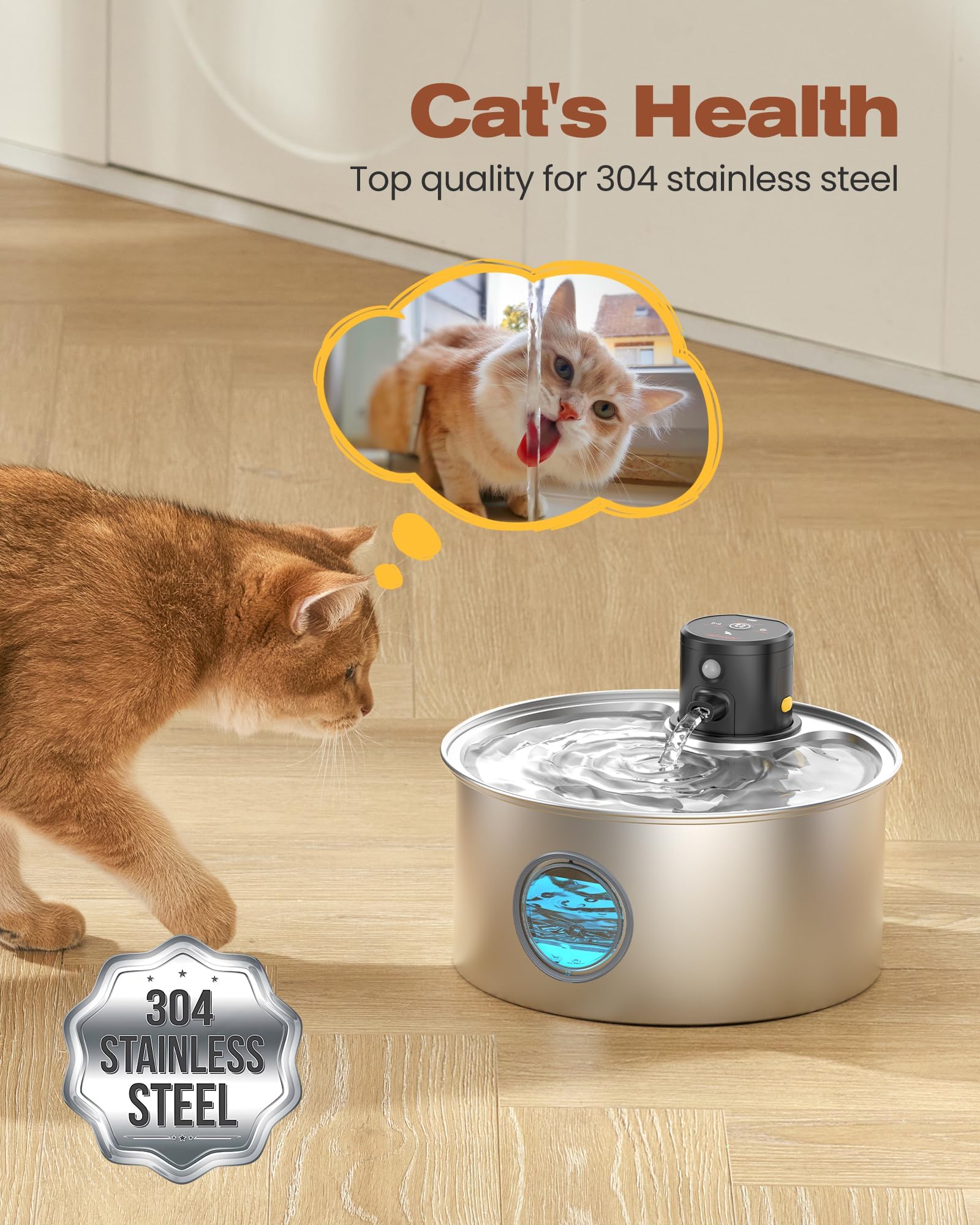 TOONIOOS fontaine chat – réservoir 3,2 L pour moins de remplissages