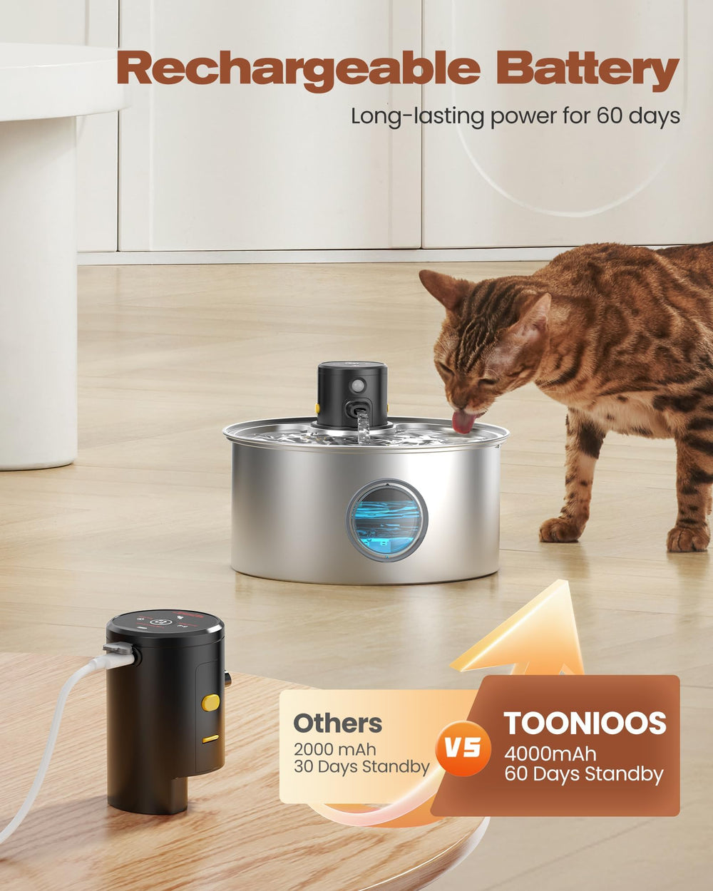 TOONIOOS fontaine chat – filtration multi-couches pour eau plus propre