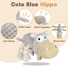 TOOPTATE hippopotame gris – sifflet intégré qui attire l'attention et stimule le jeu.