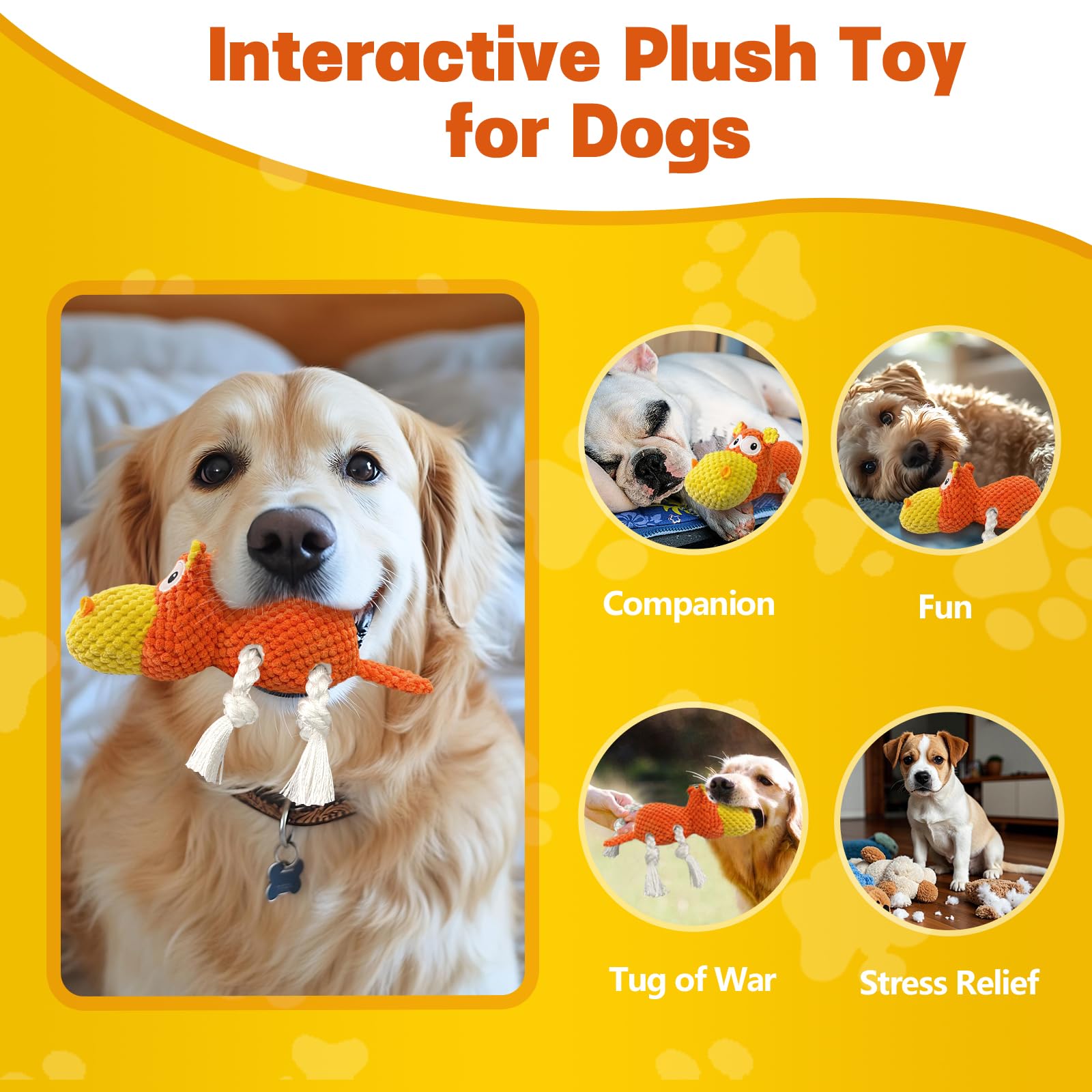 TOOPTATE jouet chien coutures renforcées pour durabilité lors des jeux.