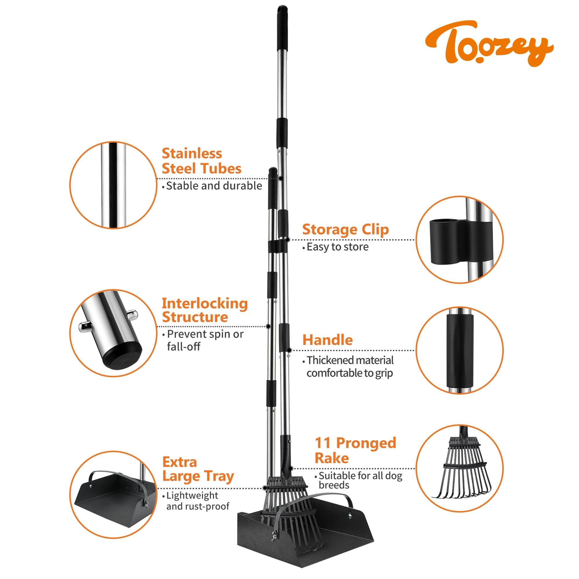 Toozey bac déchets grand format, acier inoxydable, capacité accrue