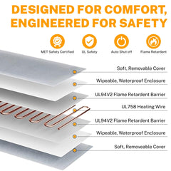 Toozey matelas chauffant certifie UL etanche pour tranquillité d esprit