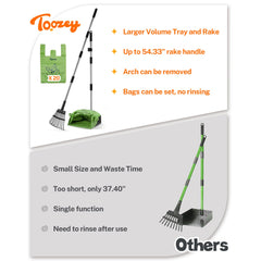 Toozey râteau à 11 dents, balayage rapide vers le sac