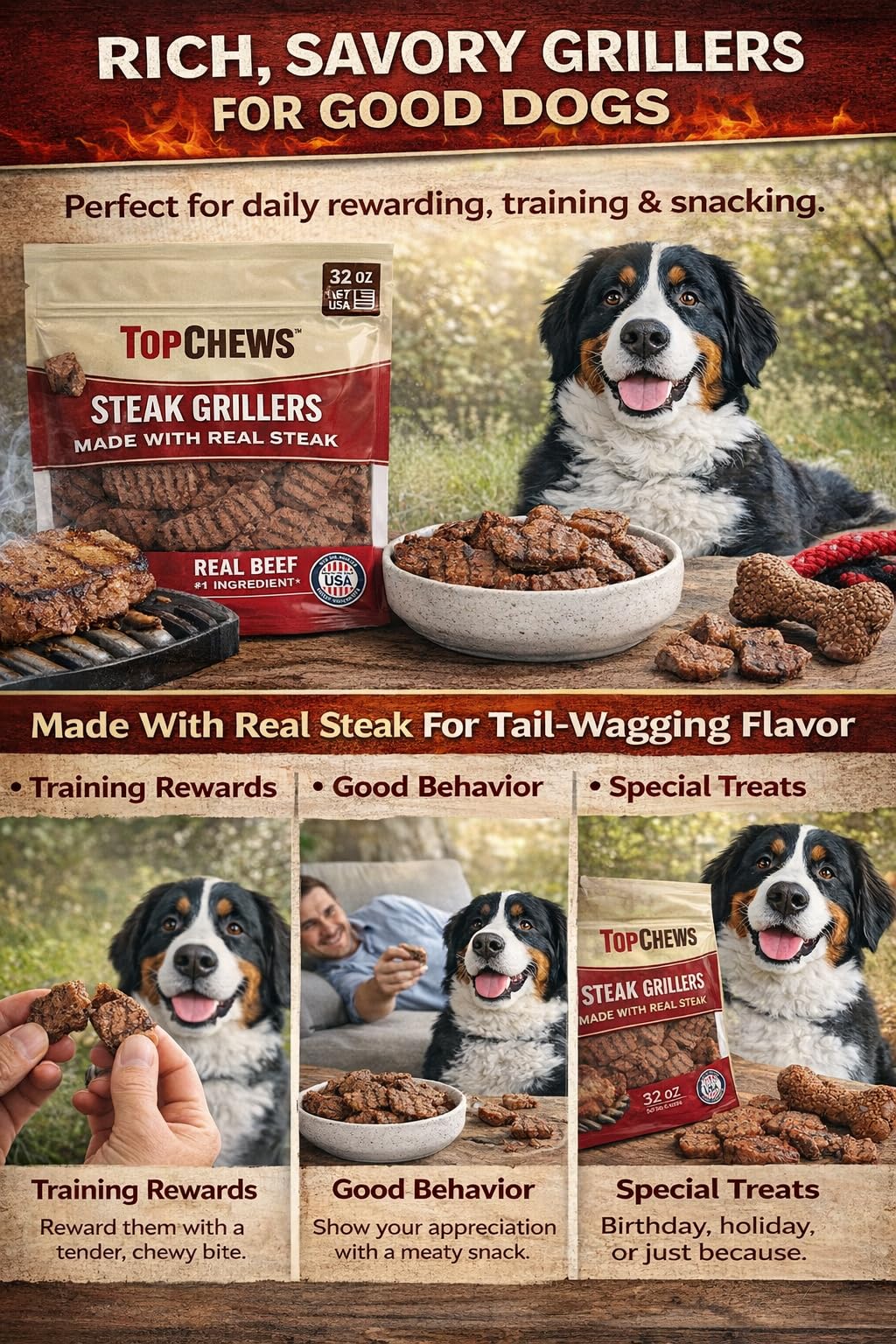 Top Chews Steak Grillers emballage reutilisable
