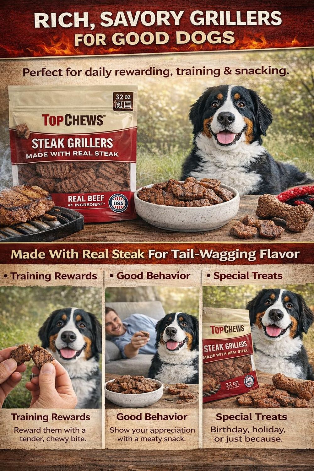 Top Chews Steak Grillers emballage reutilisable
