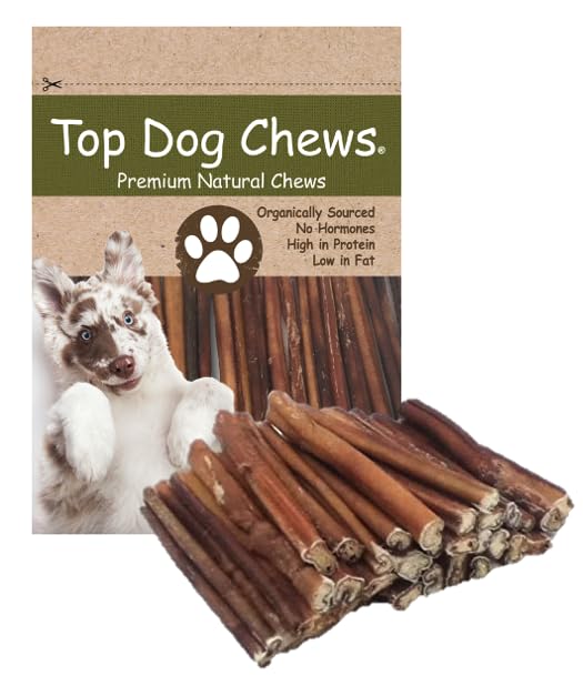 Top Dog Chews : bâtonnet boeuf 6 pouces, pack 25, mastication naturelle.