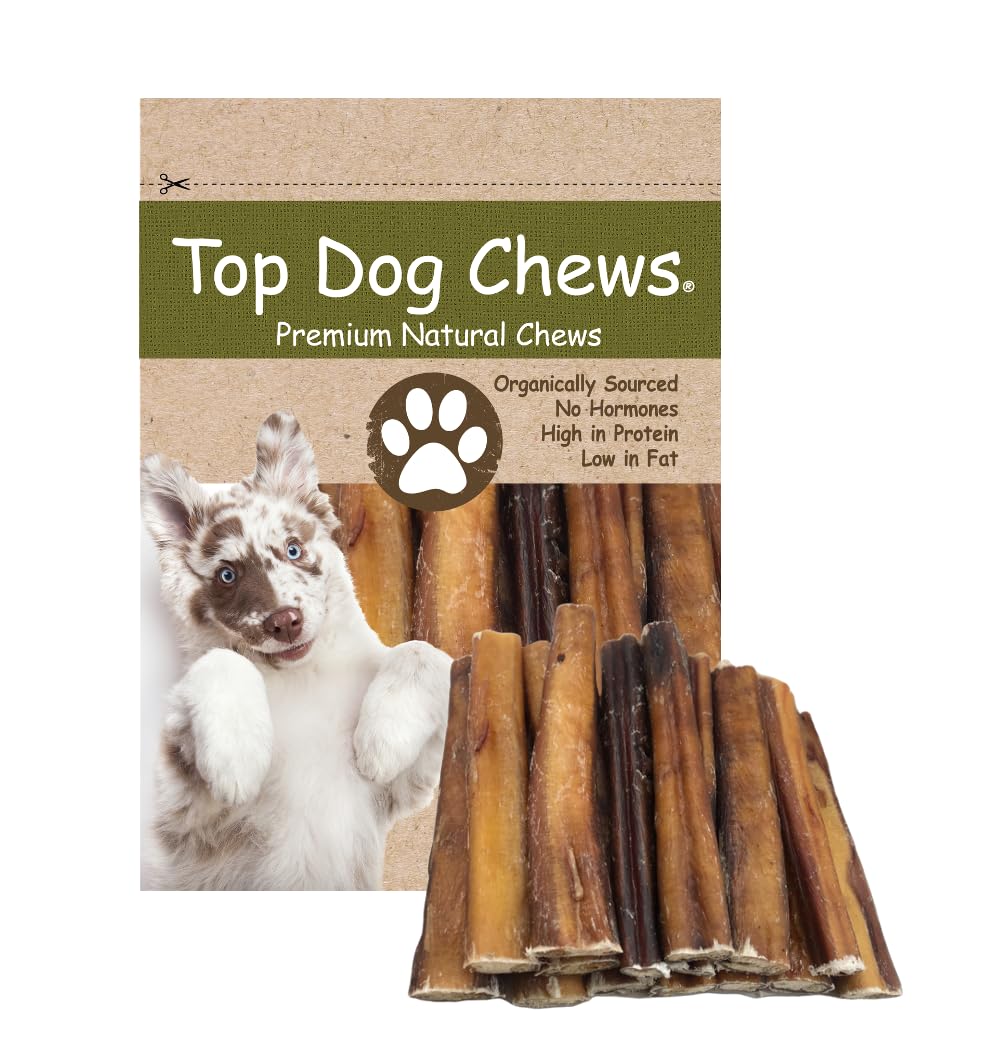 Top Dog Chews Bully Stick 6 pouces: bâton épais pour mâcher durable.