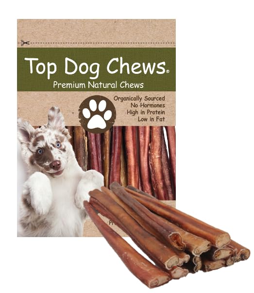 Top Dog Chews bulle-stick douze pouces épais, mastication prolongée et satisfaisante.