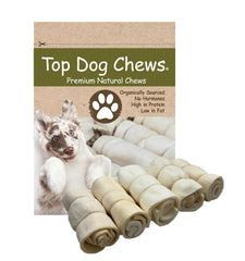 Top Dog Chews - Roules de joue de bœuf rôtis pour mâcheurs actifs.