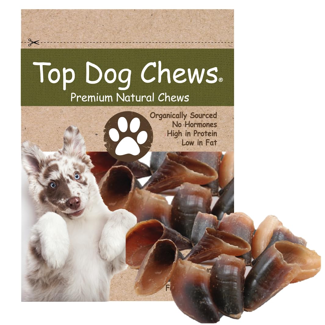 Top Dog Chews sabots de vache entiers, longue durée pour chien, distraction naturelle.