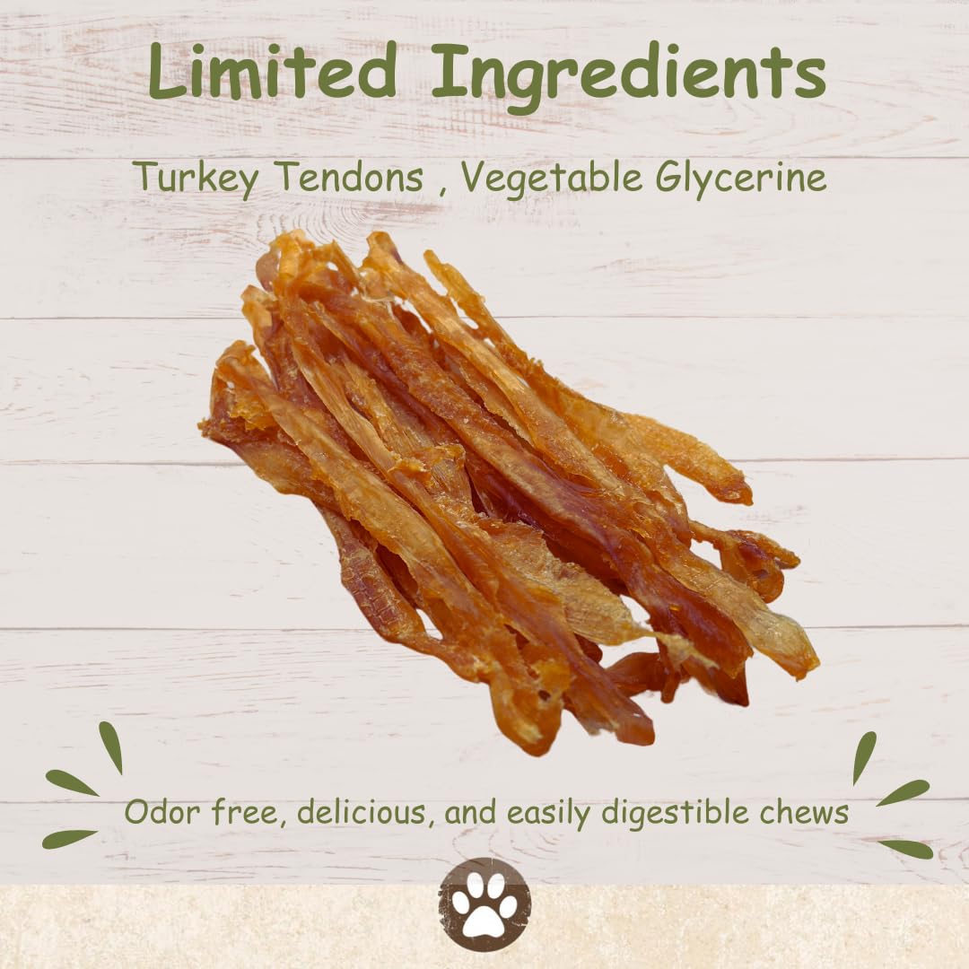 Top Dog Chews Tendon de Dinde – chien en train de mâcher, expérience naturelle.