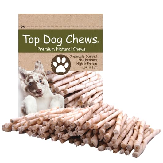 Top Dog Chews: torsades cuir brut 100 paquets, nettoyage dentaire naturel pendant la mastication.
