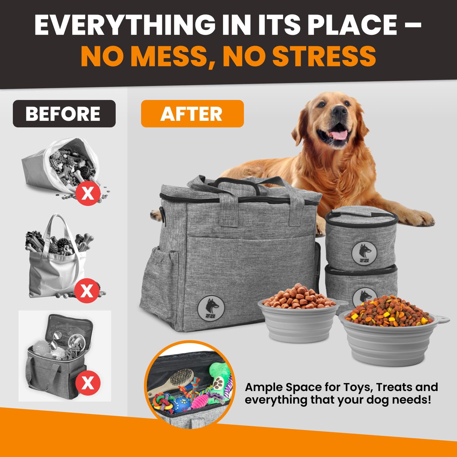 Top Dog Pet Gear bols pliables 8 tasses, utile pour repas en voyage
