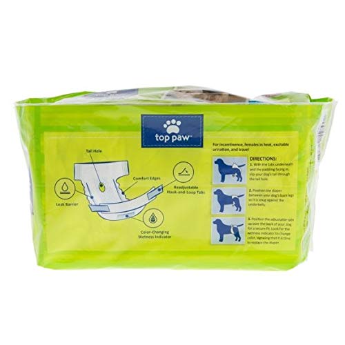 Top Paw couches jetables chien X-Large, application rapide et ajustement confortable.
