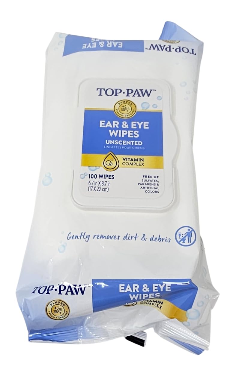 LINGETTES TOP PAW pour oreilles et yeux, nettoyage en douceur pour chiens