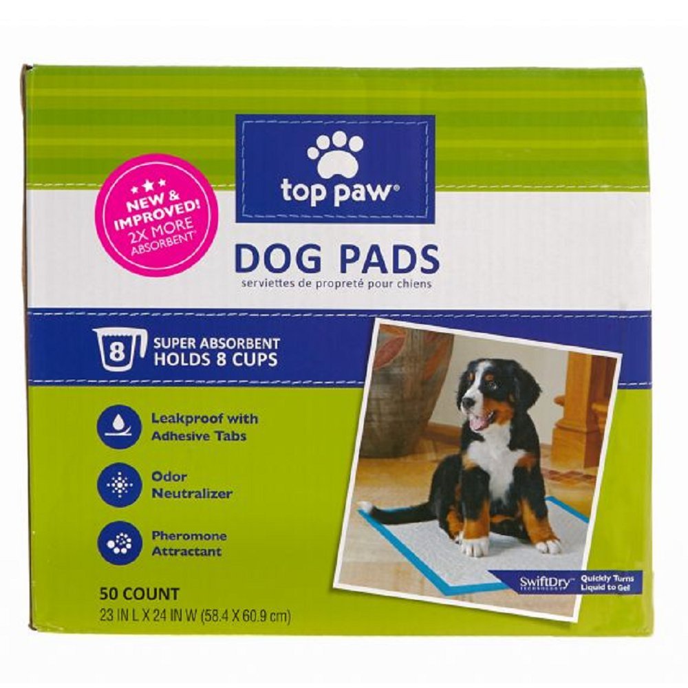 Top Paw Tapis chien 50 unités : absorption renforcée pour l'entraînement et le ménage.
