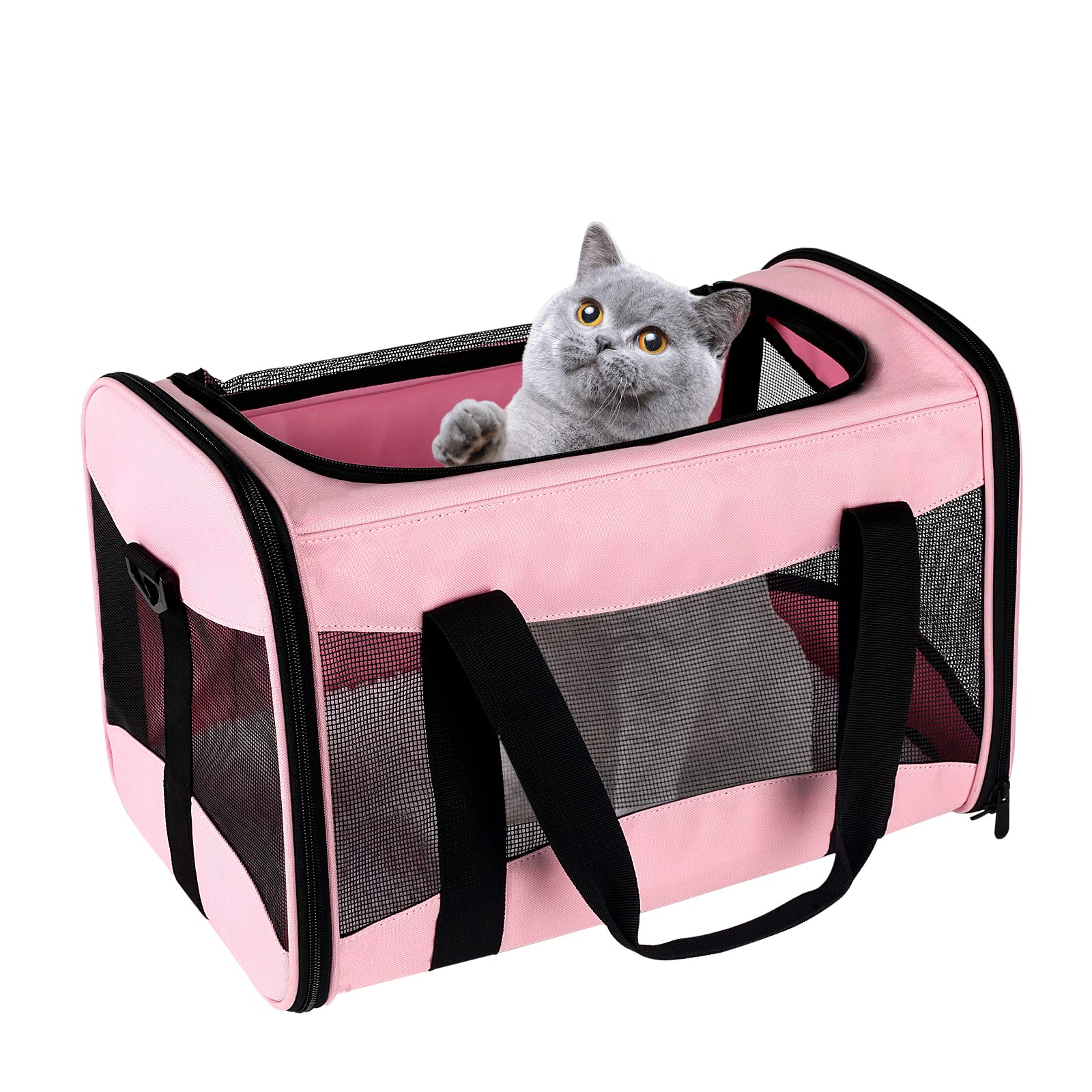 Top tasta carrier chat grand rose — ouverture pratique et ventilation optimale.