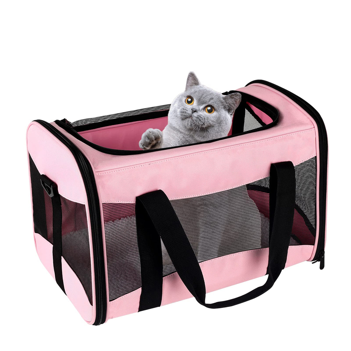 Top tasta carrier chat grand rose — ouverture pratique et ventilation optimale.