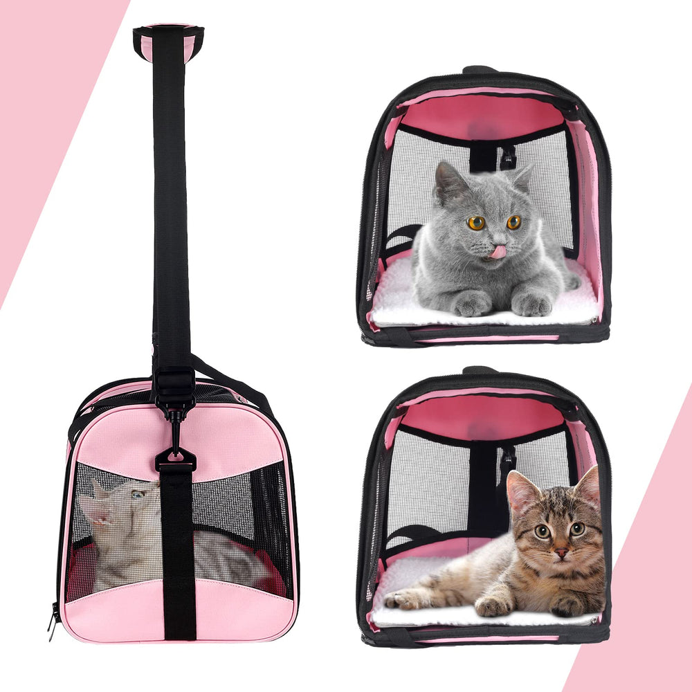 Top tasta carrier chat grand rose — design pliable pour rangement rapide.