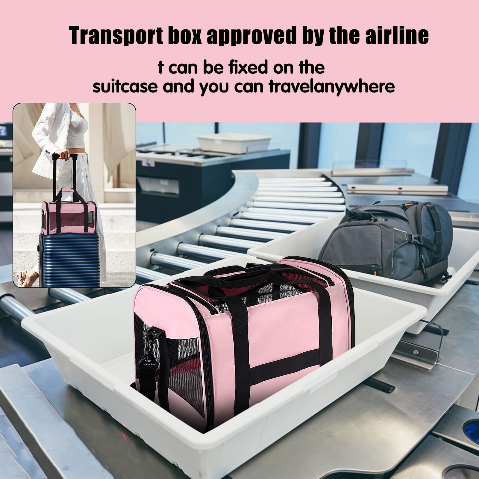 Top tasta carrier chat grand rose — transport facile sous siège et en voiture.