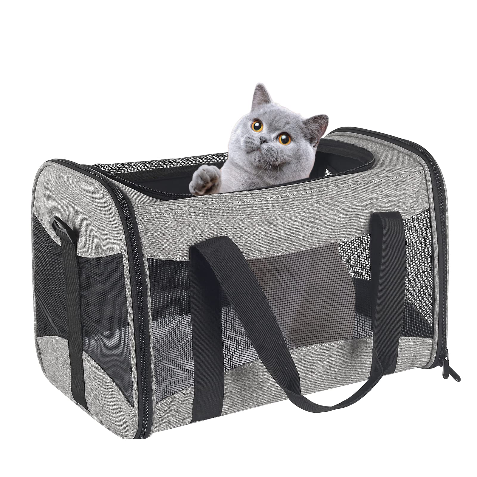 Top Tasta sac transport chat couleur gris/noir, élégant et pratique.