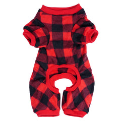 Topbuti pyjama chat carreaux rouge noir, style hivernal pour photos.