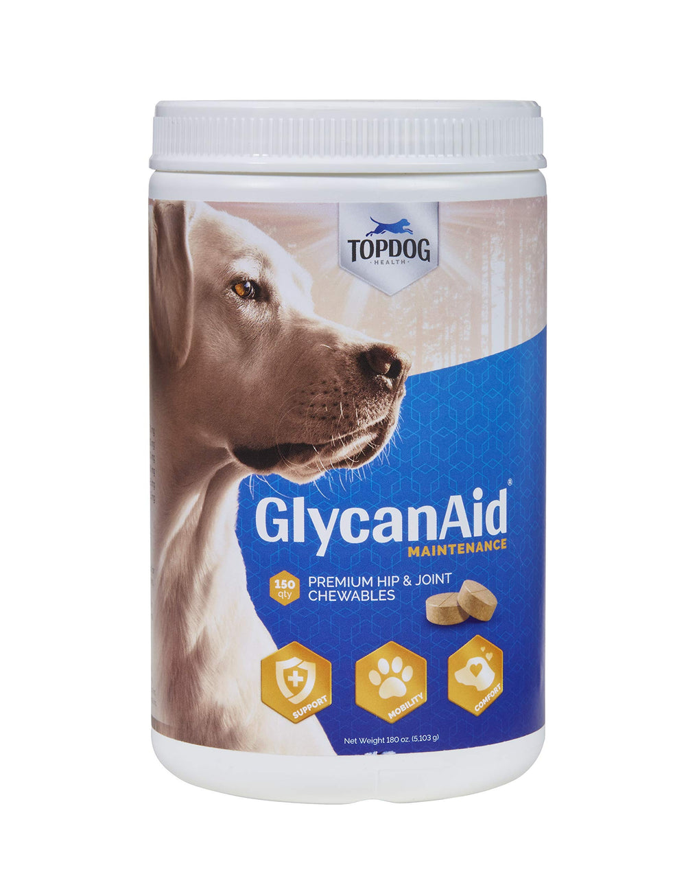 TopDog Health GlycanAid emballage et bouchée facile à donner pour articulations
