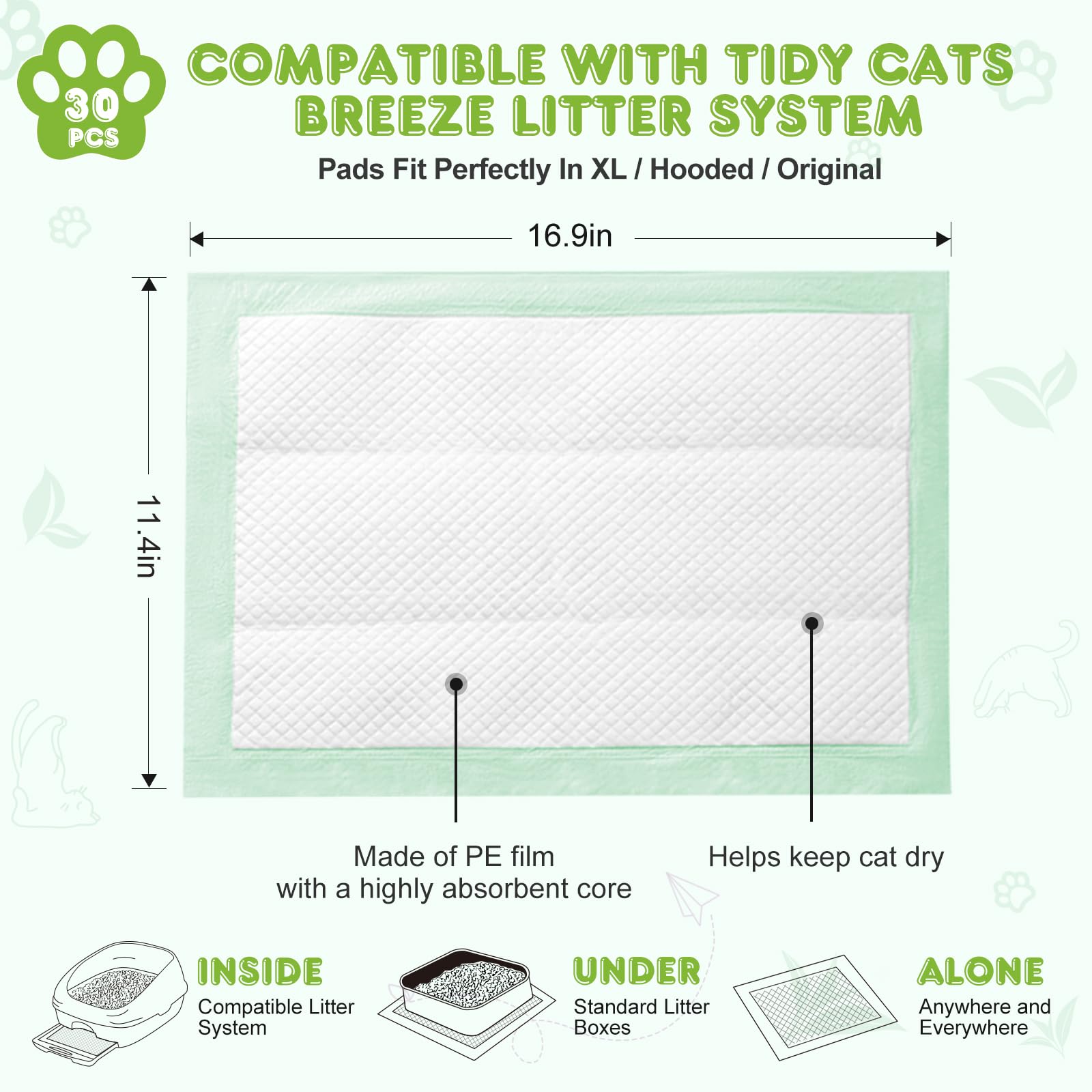 Topfeel tapis-chat absorption 6 couches garantit une sécheresse durable.