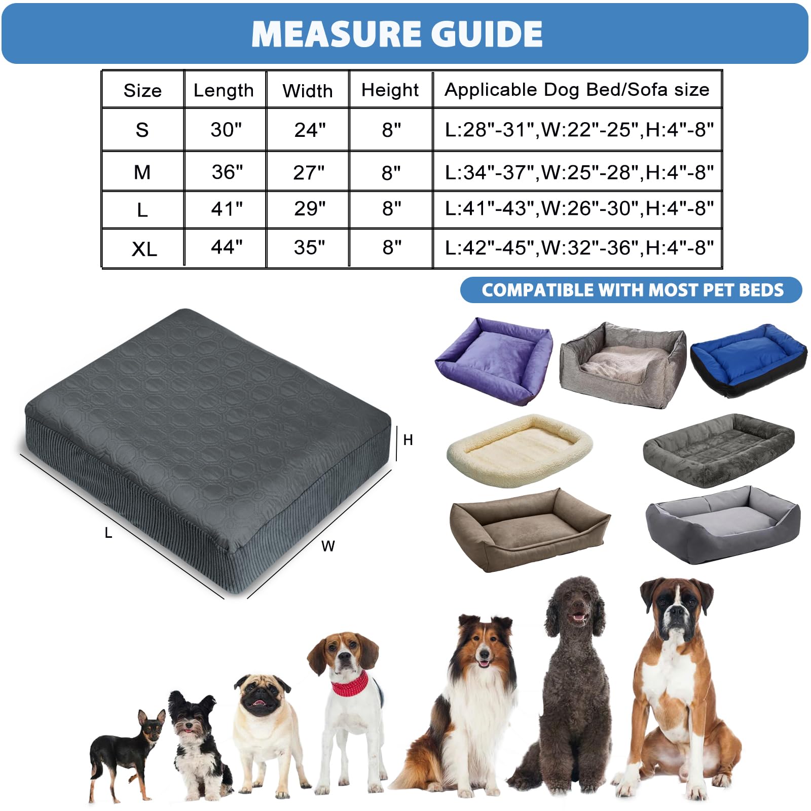 TOPHMDECOR Housse chien grande taille gris, stabilité et confort.