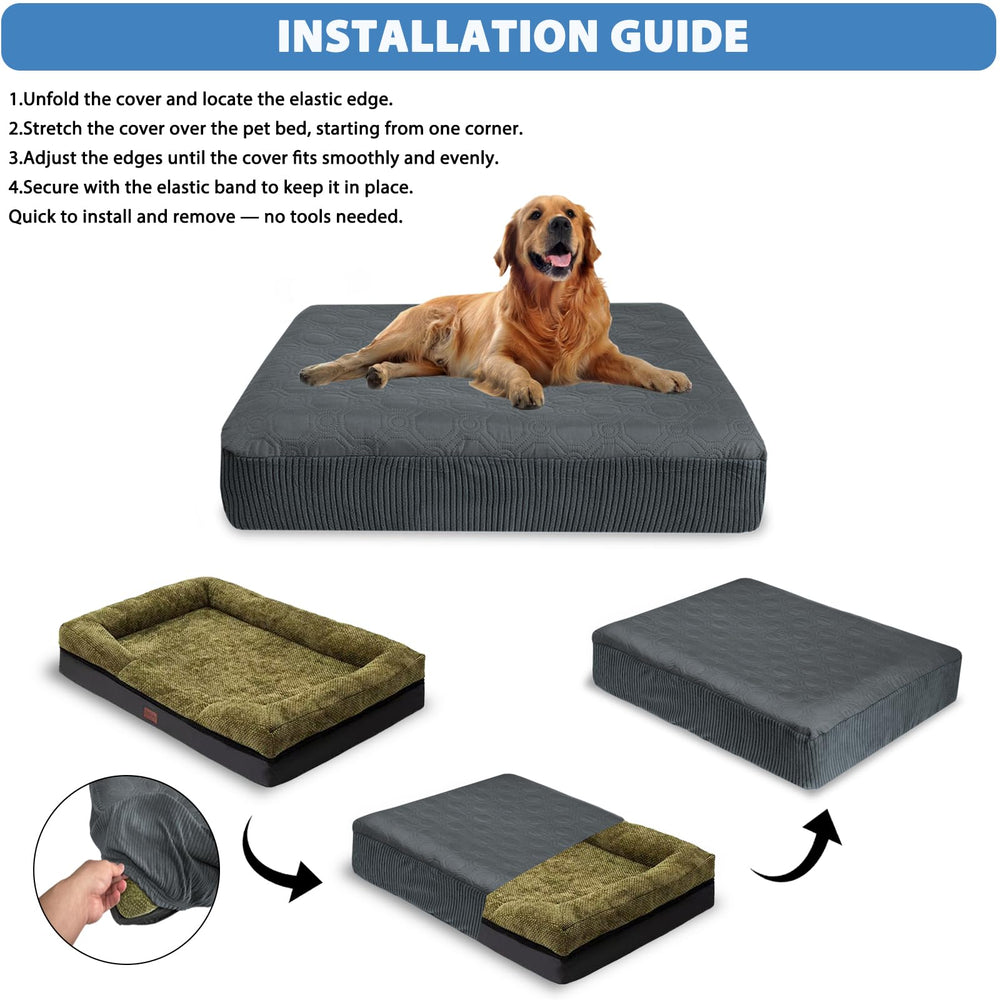 TOPHMDECOR Housse lit animal gris, lavable en machine.