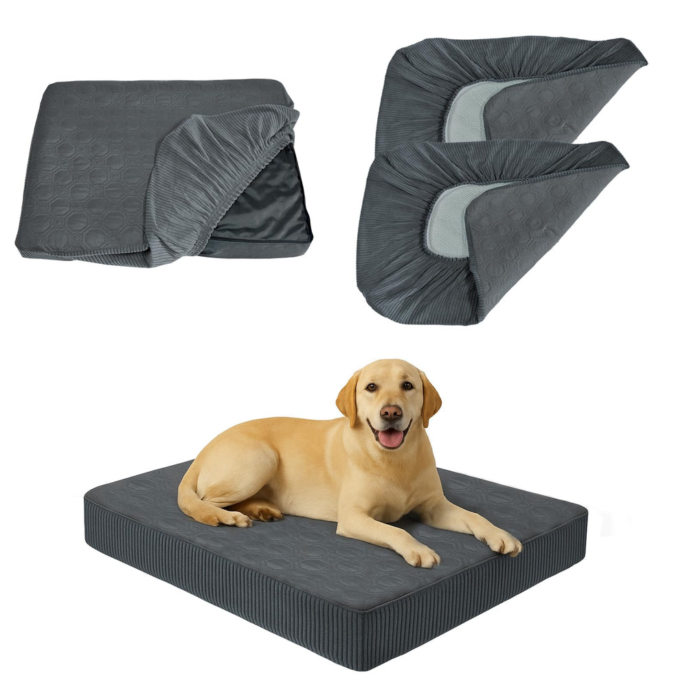 TOPHMDECOR Housse-lit chien imperméable et antidérapante gris, protection durable.