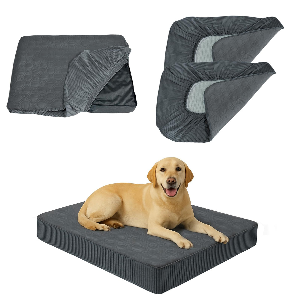TOPHMDECOR Housse-lit chien imperméable et antidérapante gris, protection durable.