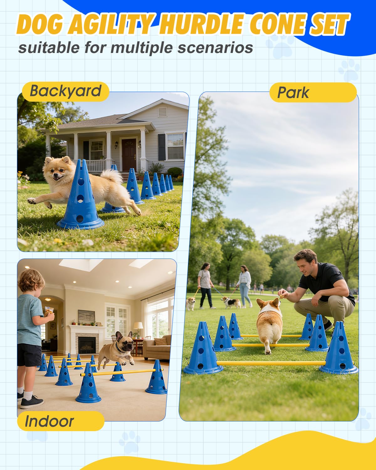 Exercices Toplamper de rééducation légère en sécurité avec chien.