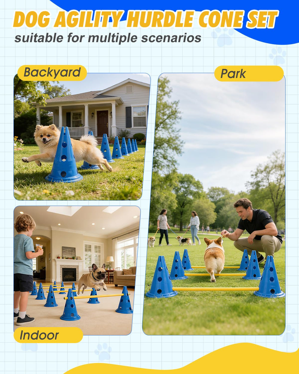 Exercices Toplamper de rééducation légère en sécurité avec chien.