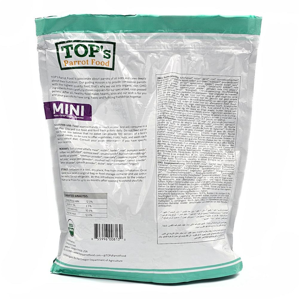 TOP's Parrot Food mini-pellets conservation naturelle par romarin.