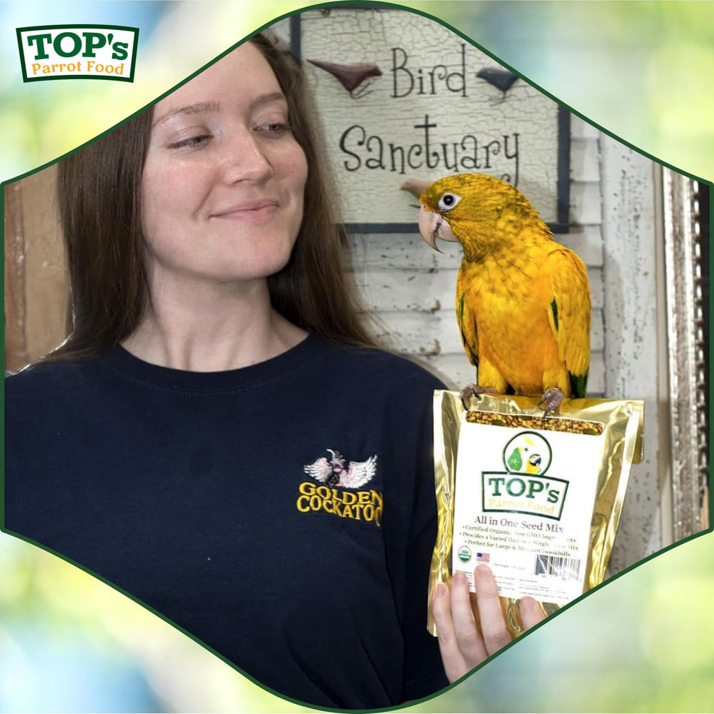 Étiquette biologique et certification USDA sur TOP's Parrot Food.