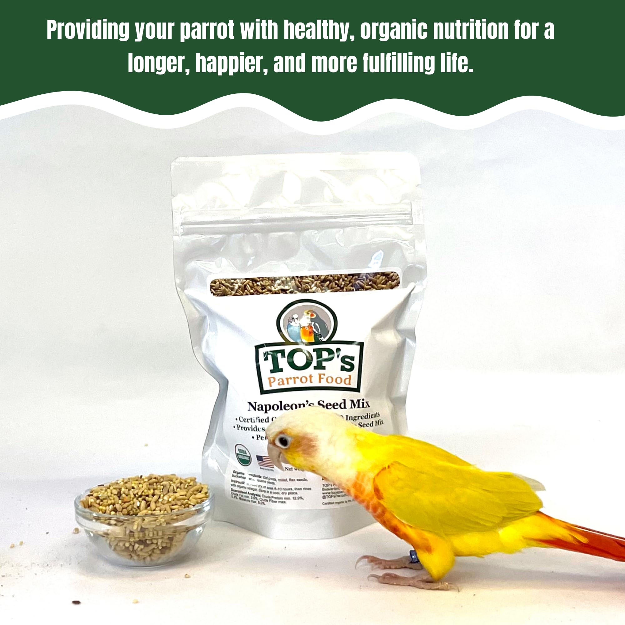 TOP's Napoléon's Mélange pour conures, grains colorés et variés.