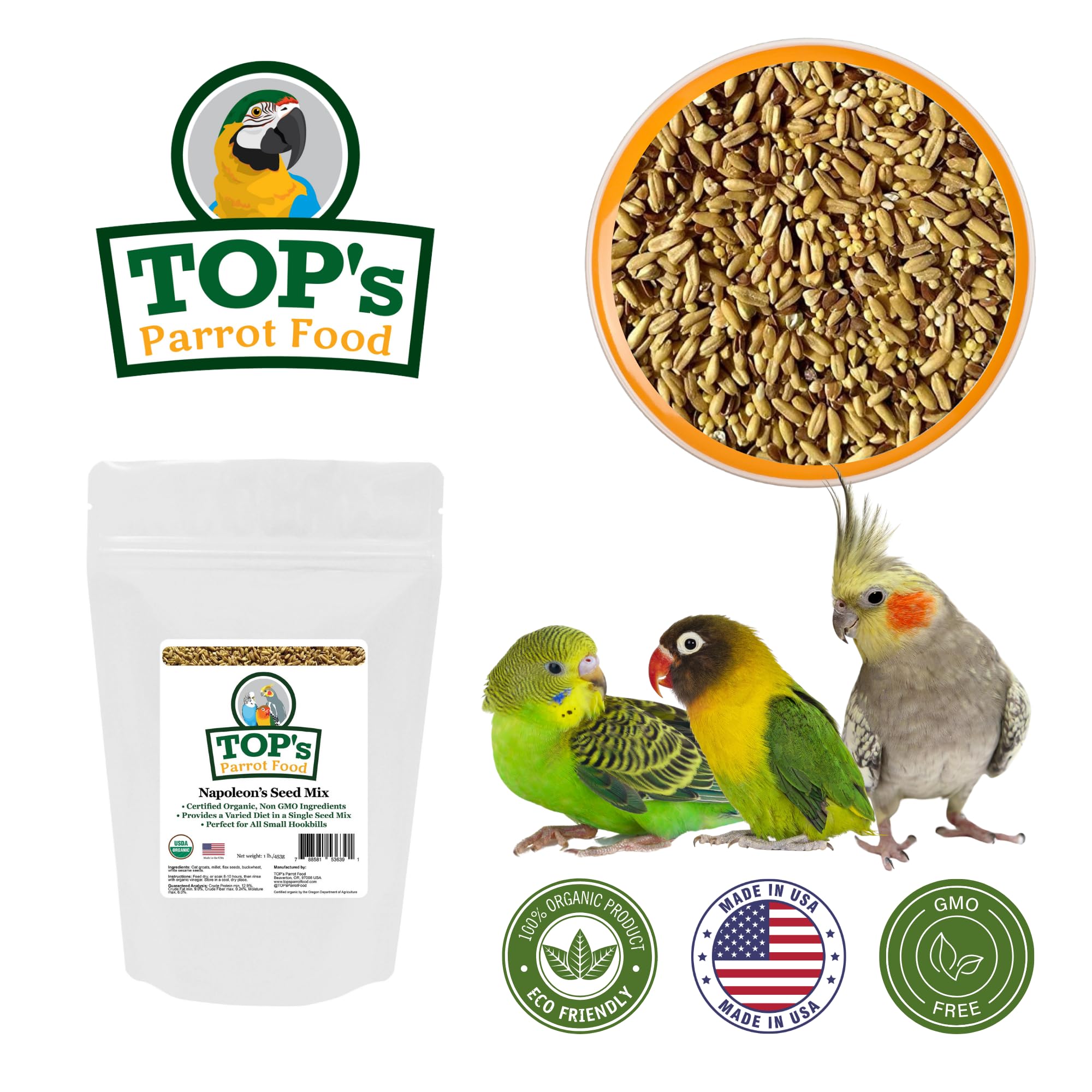 TOP's Napoléon's Mélange de graines pour petites perruches, nutrition équilibrée.